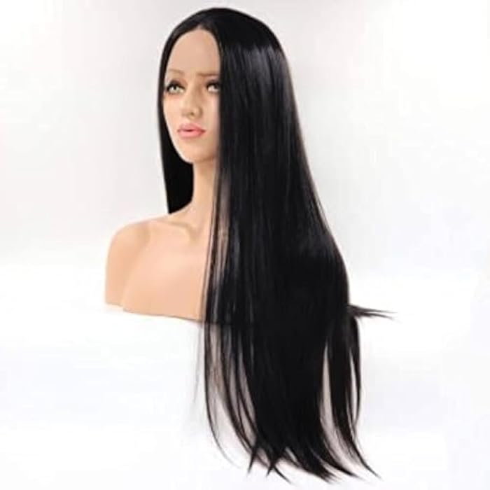 DILLARDS Straight Long Black Wig Synthetic Hair Washable - Image 2